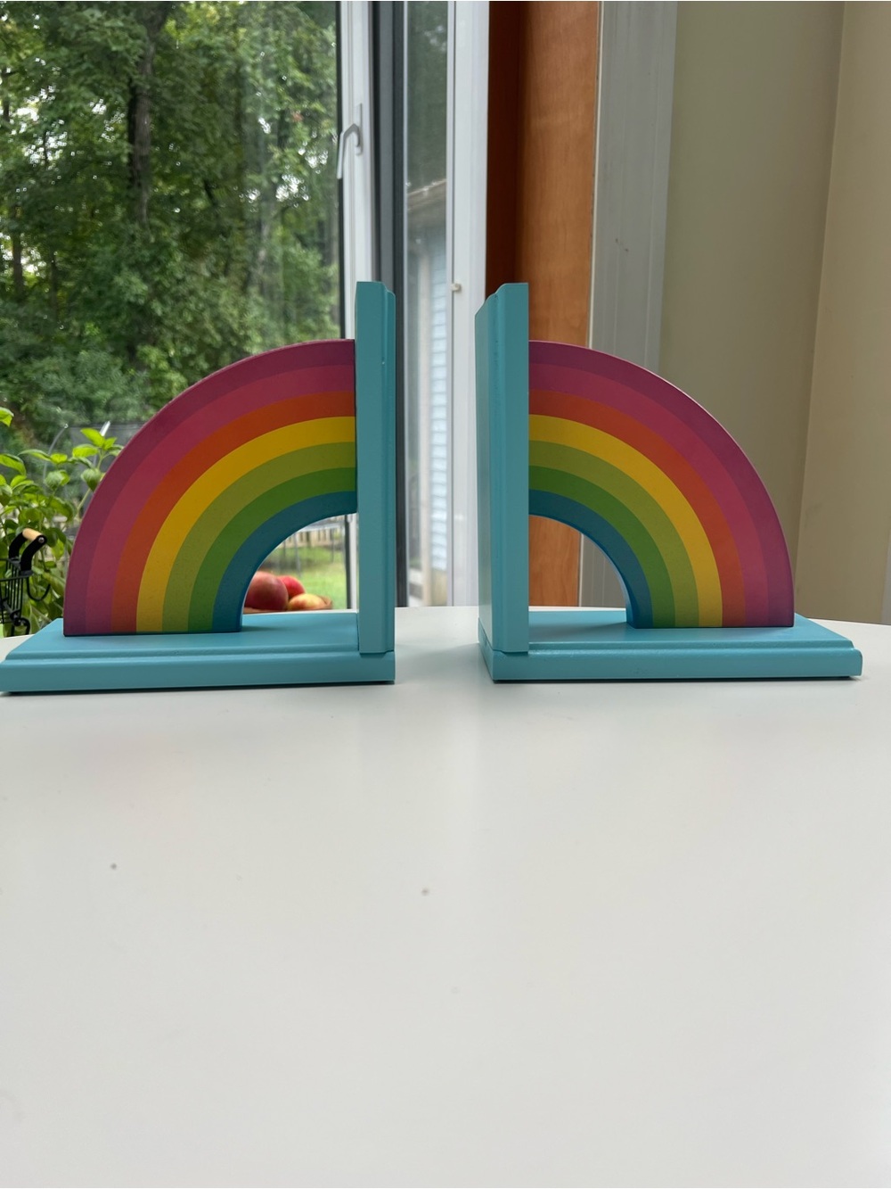 Target Rainbow Wooden Bookends in Turquoise and Multicolor